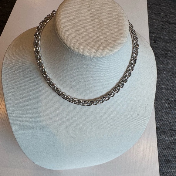 Monet Braided Wheat Spiga Link Chain Necklace 18” silver plated - Picture 12 of 13